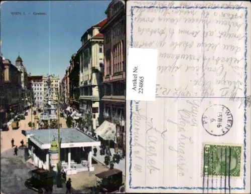 224865,Wien 1 Graben Litfaßsäule Pestsäule Geschäfte