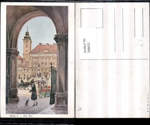 248631,Künstler AK P. Kaspar Wien 1 Am Hof Blick auf Säule Kutsche Kirchenturm pub Brüder Kohn B.K.W.II. 3