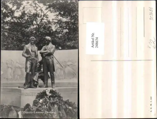 248674,Wien 1 Strauss Lanner-Denkmal pub Brüder Kohn B.K.W.I. 462