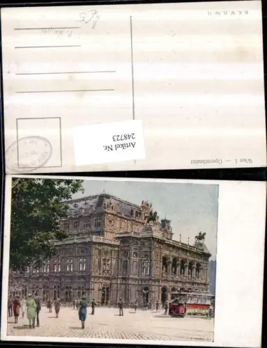 248723,Künstler AK P. Kaspar Wien 1 Operntheater Straßenbahn pub Brüder Kohn B.K.W.II. 11
