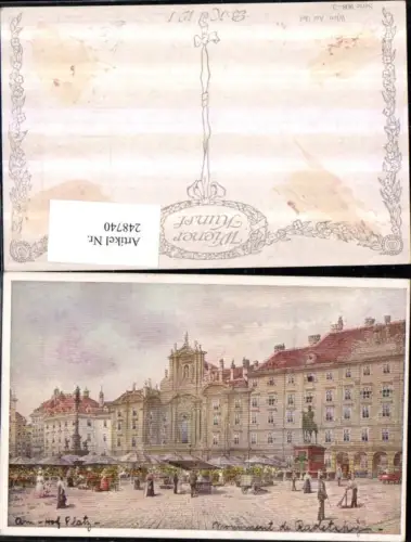 248740,Künstler AK Wien 1 Am Hof Markt Denkmal pub Brüder Kohn B.K.W.I. 908/3