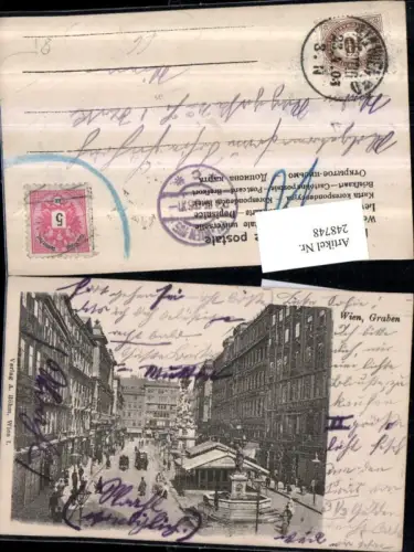248748,Wien 1 Graben Straßenansicht Brunnen Geschäfte Pestsäule