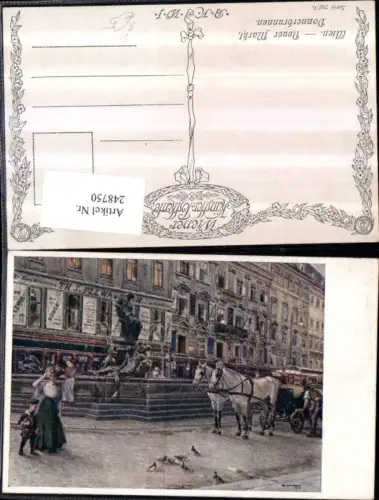 248750,Künstler AK R. Konopa Wien 1 Neuer Markt Donnerbrunnen Kutsche pub Brüder Kohn B.K.W.I. 795/1