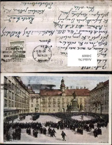 248809,Künstler AK Carl Pippich Wien 1 Burgplatz m. Wacheablösung Denkmal