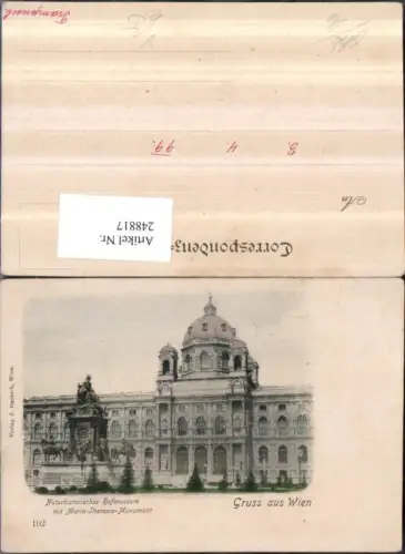 248817,Wien 1 Naturhistorisches Hofmuseum m. Maria-Theresia-Monument pub J. Deutsch 102
