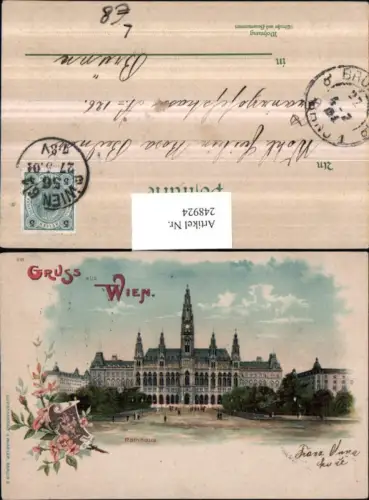 248924,Litho AK Gruß aus Wien 1 Rathaus