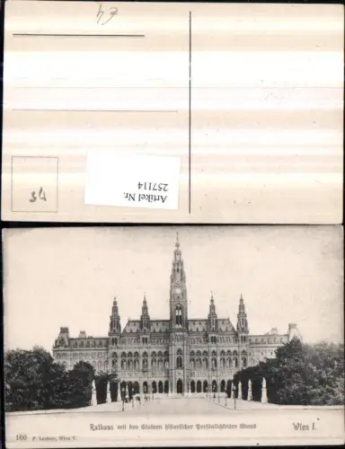 257114,Wien 1 Rathaus m. d. Statuen historischer Persönlichkeiten Wiens