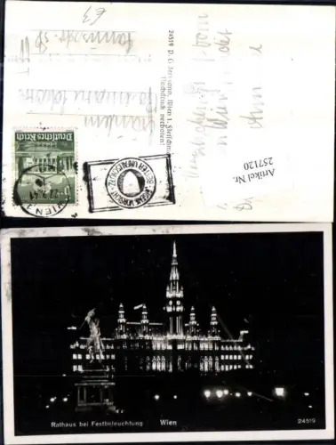 257120,Wien 1 Rathaus u. Denkmal b. Festbeleuchtung