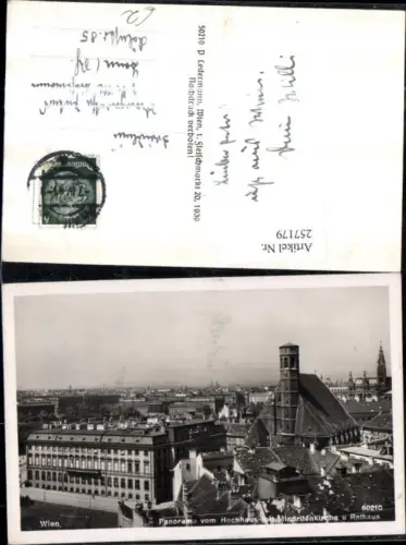 257179,Wien 1 Panorama v. Hochhaus m. Minaritenkirche u. Rathaus