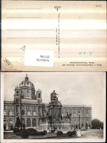 257196,Wien 1 Naturhistorisches Museum m. Maria Theresien Sissi Denkmal