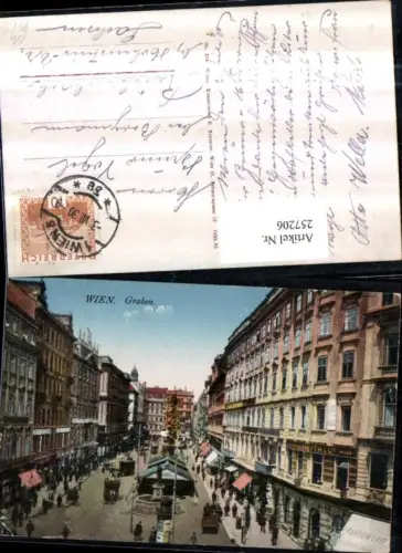 257206,Wien 1 Graben Geschäfte Brunnen Pestsäule Kutsche
