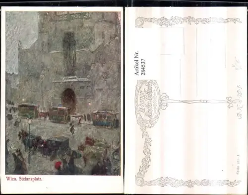 284537,Künstler AK Wien Innere Stadt Stefansplatz Kutschen pub Brüder Kohn B.K.W.I. 433/1