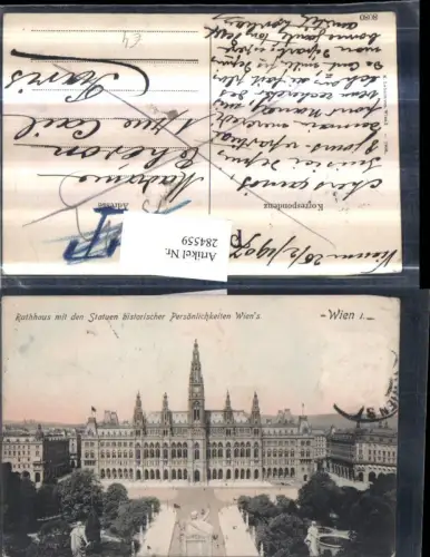 284559,Wien Innere Stadt Rathaus m. d. Statuen historischer Persönlichkeiten