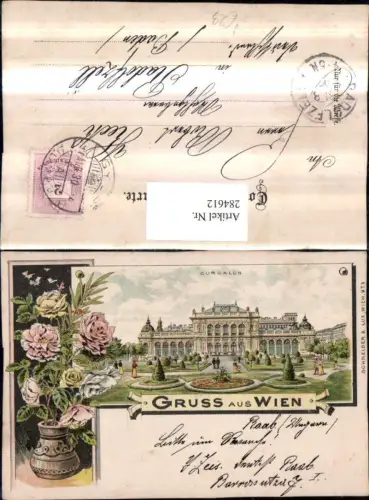 284612,Litho AK Gruß Wien Innere Stadt Kursalon Blumen Vase pub Schneider e Lux 873