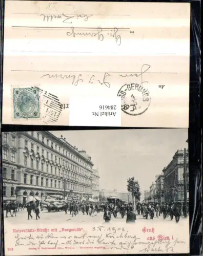 284616,Wien Innere Stadt Universitäts-Straße m. Burgmusik Tram