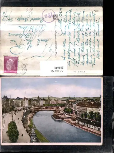 284648,Künstler AK Wien Innere Stadt Teilansicht Kai Brücke