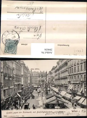 284656,Wien Innere Stadt Graben geg. Kohlmarkt m. Dreifaltigkeitssäule Geschäfte