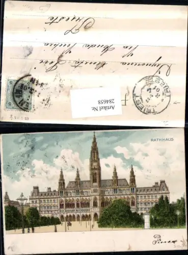 284658,Künstler AK Wien Innere Stadt Rathaus