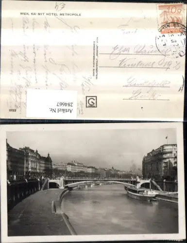 284667,Wien Innere Stadt Kai m. Hotel Metropole Brücke Dampfer