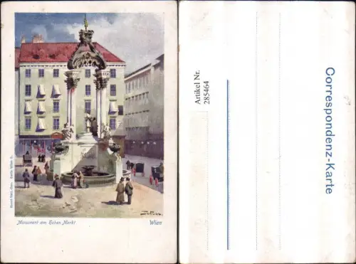 285464,Künstler AK Wien Innere Stadt Monument am Hohen Markt Brunnen