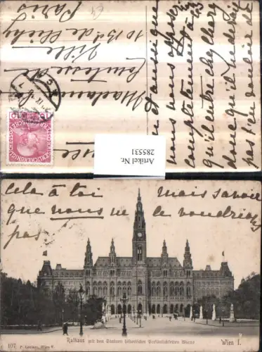 285531,Wien Innere Stadt Rathaus m. Statuen historischer Persönlichkeiten