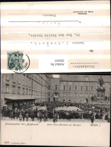 285651,Wien Innere Stadt Franzensplatz m. Burgmusik Wache Ablösung Kaiser Franz-Monument