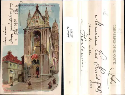 297368,Künstler Litho AK Geiger Wien Innere Stadt Kirche Maria am Gestade