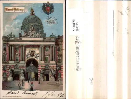297375,Künstler Litho AK Rosenberger Wien Innere Stadt Hofburg pub Karl Stücker München