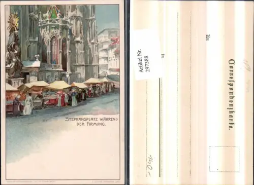 297388,Litho AK Wien Innere Stadt Stephansplatz während der Firmung Markt pub E. Nister