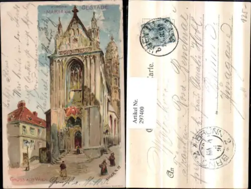 297400,Künstler Litho AK Geiger Wien Innere Stadt Kirche Maria am Gestade