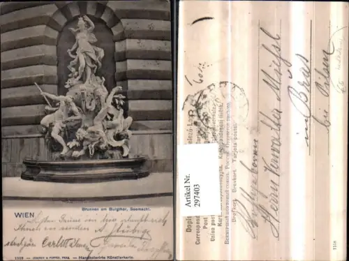 297403,Handkoloriert Wien Innere Stadt Brunnen am Burgthor Seemacht