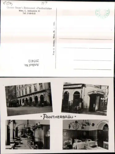 297412,Wien Innere Stadt Gustav Bauers Restaurant Pantherbräu Mehrbildkarte