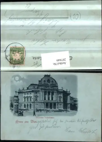 297449,Mond Litho AK Wien Innere Stadt Deutsches Volkstheater Litfaßsäule