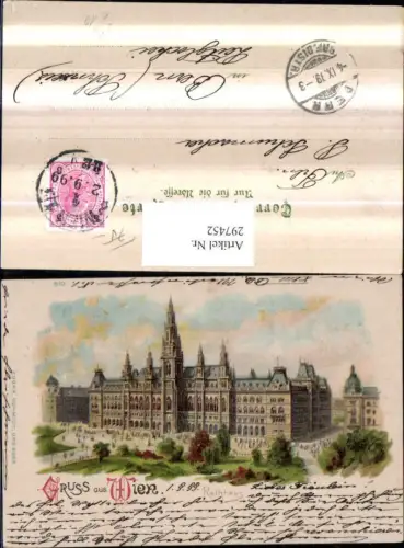 297452,Litho AK Gruß aus Wien Innere Stadt Rathaus pub Edgar Schmidt 810