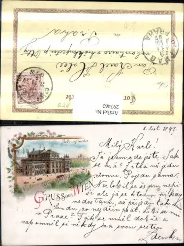 297462,Litho AK Gruß aus Wien Innere Stadt Hofburgtheater Gebäude