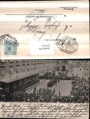 297475,Wien Innere Stadt Abmarsch der Burgmusik am Franzensplatz