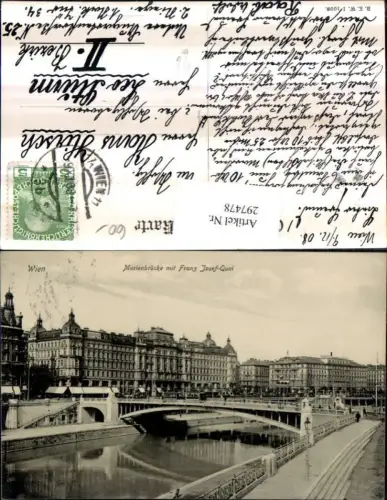 297478,Wien Innere Stadt Marienbrücke Brücke m. Franz Josef-Quai pub Brüder Kohn 1009