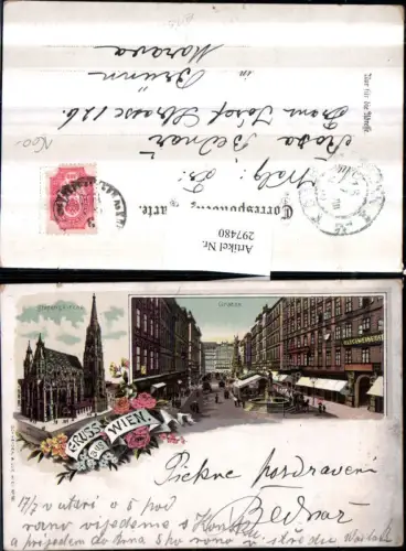 297480,Litho AK Wien Innere Stadt Stephansdom Graben Brunnen pub Schneider e Lux