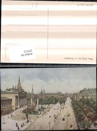 297512,Künstler AK Wien Innere Stadt Ring Parlament Straßenansicht pub Brüder Kohn 433/6