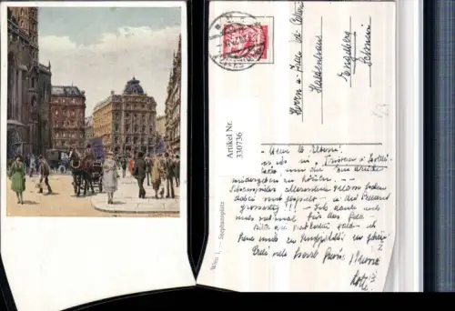 330736,Künstler AK P. Kaspar Wien Innere Stadt Stephansplatz Kutsche pub B.K.W.I. 7