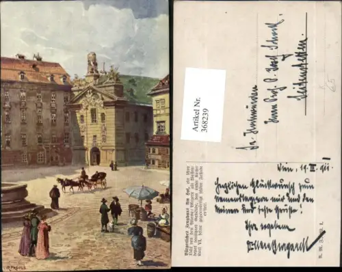 368239,Künstler AK R. Preuss Wien Innere Stadt Bürgerliches Zeughaus am Hof Kutsche