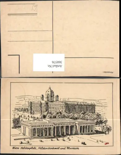 368576,Künstler AK Wien Innere Stadt Heldenplatz Heldendenkmal u. Museum