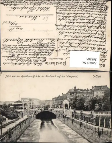368585,Wien Innere Stadt Blick von d. Karolinen-Brücke im Stadtpark auf Wienportal