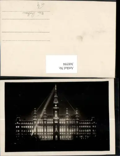 368594,Foto AK Wien Innere Stadt b. Nacht Rathaus Gebäude