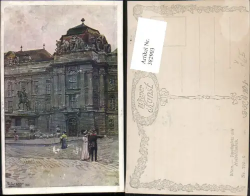 382903,Künstler AK E. Graner Wien Innere Stadt Josefsplatz m. Hofbibliothek pub B.K.W.I. 792/6