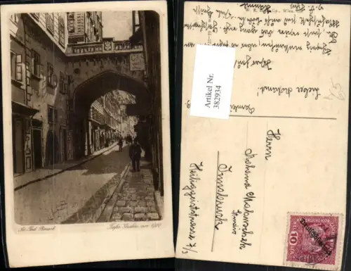 382934,Künstler AK Jos. Ferd. Benesch Wien Innere Stadt Tiefer Graben Straßenansicht