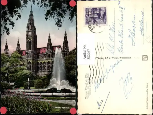 382967,Wien Innere Stadt Rathaus Gebäude Springbrunnen