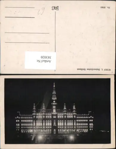 383020,Wien Innere Stadt Rathaus b. Nacht Beleuchtung