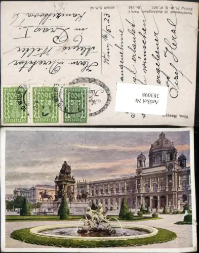 383098,Künstler AK Wien Innere Stadt Museum Brunnen Denkmal pub H. Nachbargauer 130