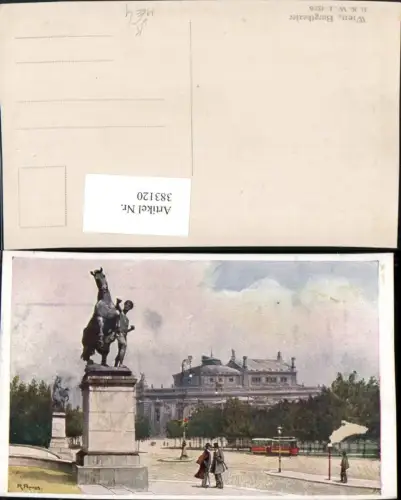 383120,Künstler AK R. Preuss Wien Innere Stadt Burgtheater Statue pub B.K.W.I. 432/6